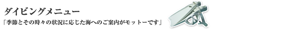 ダイビングメニュー「季節とその時々の状況に応じた海へのご案内がモットーです」